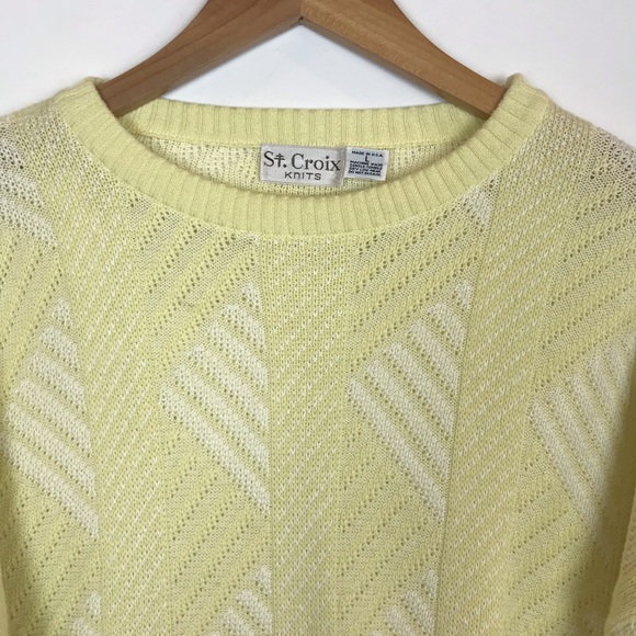 St. Croix Knits Pale Yellow Geometric Knit Sweater - Picture 3 of 8